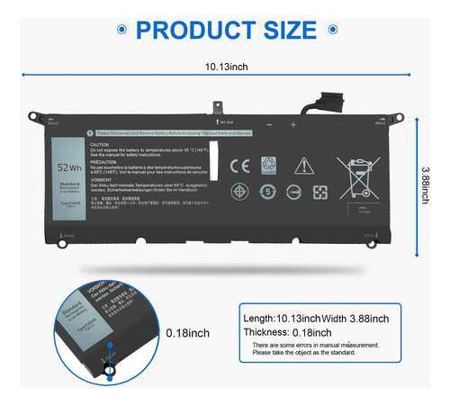 Batería De Computadora Portátil 52wh Dxgh8 Compatible Con