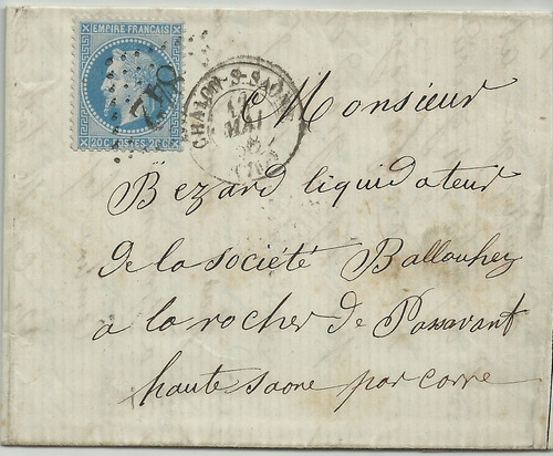 França 1868 Sobrecarta De Châlon-sur-saône Para Passavant