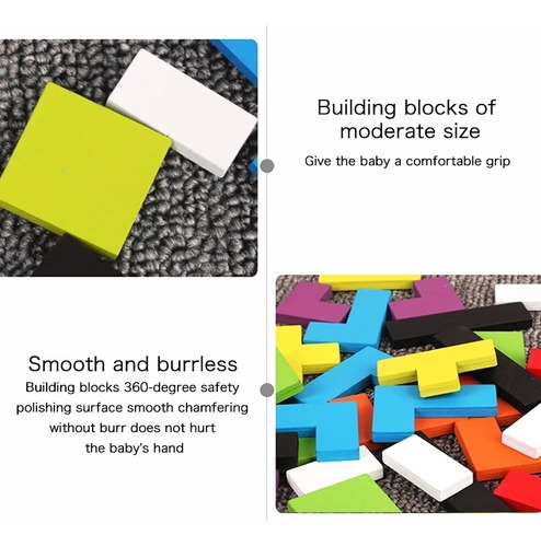 Imagen 8 de 8 de Tetris Portátil Madera Juguete Didáctico Puzzle Educativo