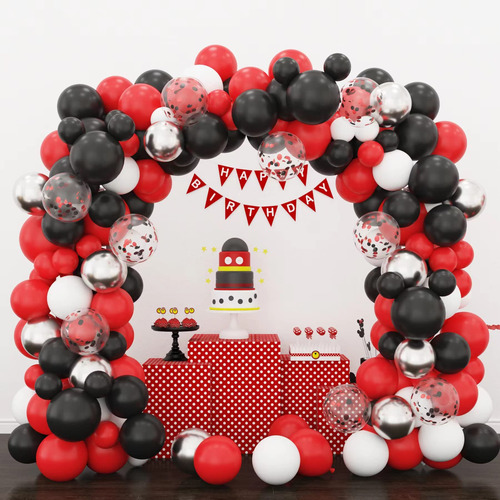 Holicolor Kit Arco Guirnalda Globo Rojo Negro 115 Blanco