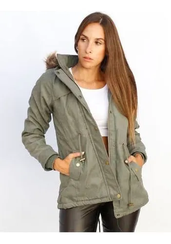 Campera Parka Mujer Gabardina Importada Premium Con Piel