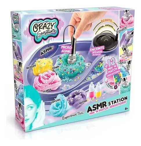 Kit Slime Crazy Wabro Sensation Asmr Station Crea Micrófono 