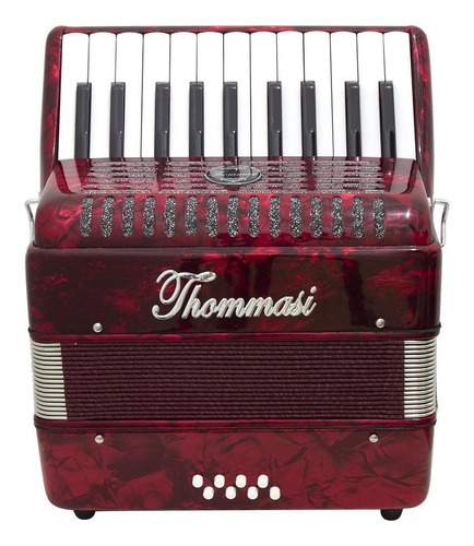 Acordeon Thommasi 8 Baixos 22 Teclas Ta 822 Vermelho