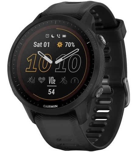 Reloj inteligente Garmin Forerunner 955 Solar Smartwatch, color negro, color de correa, color negro, bisel, color negro