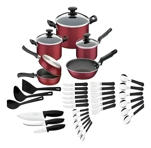 Batería De Cocina Tramontina Bordó 38 Pcs