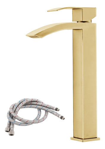 Comllen Grifo De Baño Alto De Oro Cepillado, Grifo De Lavabo