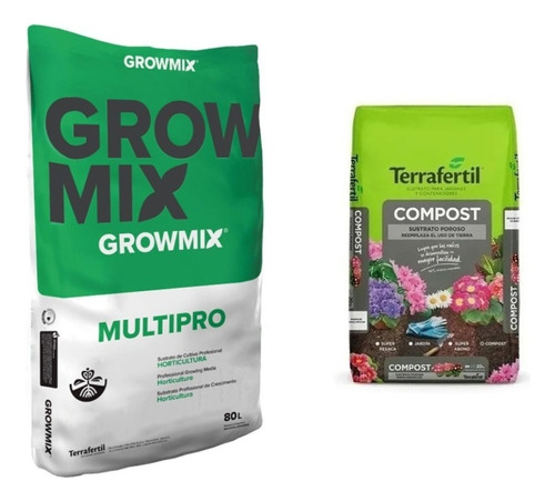 Combo Growmix Multipro 80l Y Abono Compost 20l