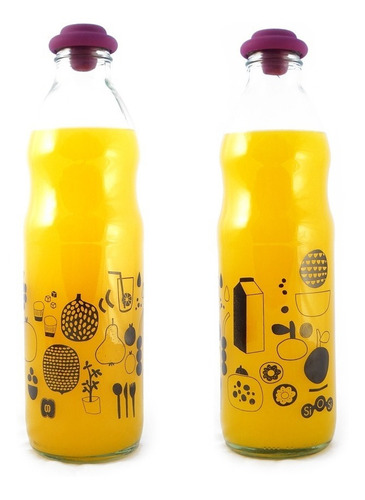 Botella De Vidrio Deco Diseño + Tapón De Silicona Hermético