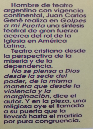 Golpes A Mi Puerta. Juan Carlos Gené