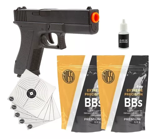 Pistola Brinquedo Realista Airsoft Gk V307 6mm Bbs Alvo Óleo