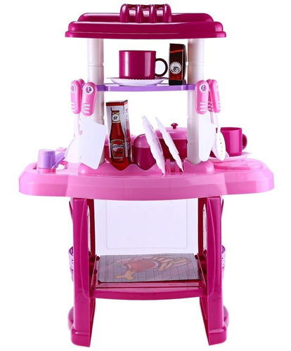 Cocina Infantil Niña Juguetes Sonido Luz Accesorios Rosa