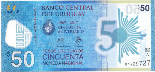 Nuevo Billete Uruguay 50 Pesos Plastico Sin Circular