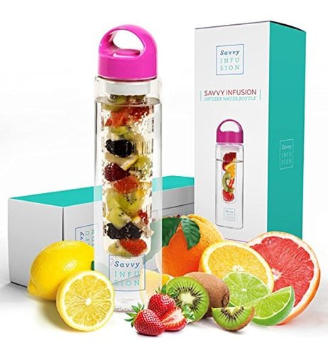 Savvy Botella De Agua De Infusión 24-32oz Con Tapa Sellada