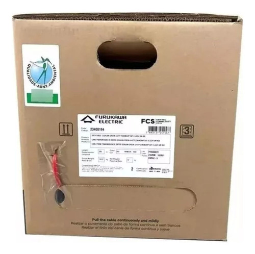 Caixa Cabo De Rede Cat6 Gigalan Lszh Furukawa Vermelho 305m