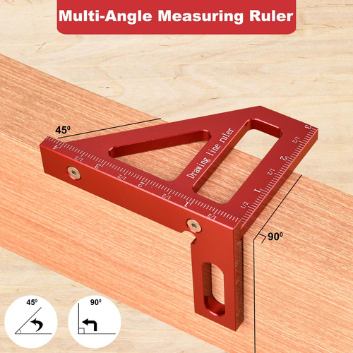 Regla De Medición Aleric Modelo 3d Multiángulo 45/90 Grados Color
