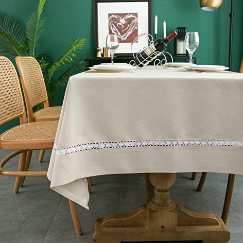 Mantel Resistente Impermeable Con Encaje Blanco Para Comedor