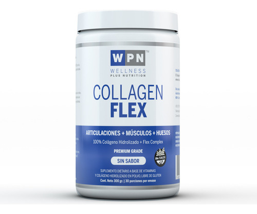 Colágeno Flex Wpn Sin Sabor X 300gr C/ Glucosamina Y Vit. D 