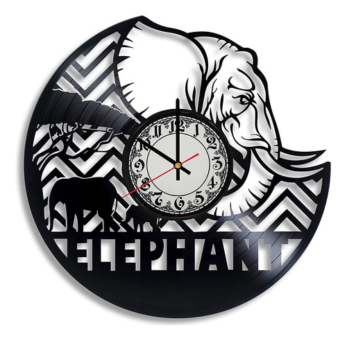 Reloj Pared Vinilo Diseño Artistico Elefante Blanco Para