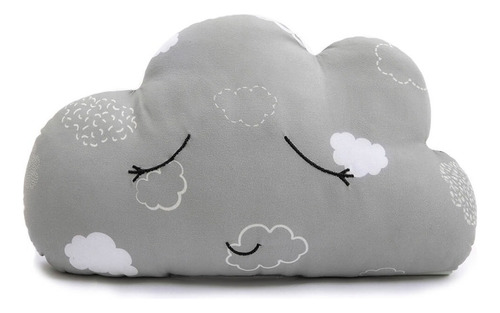 Almohadon Relleno Palette Estampado Infantil Cuna Bebe Deco Color Nube Gris