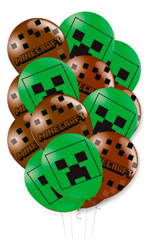 25 Balão Bexigas Festa Minecraft Decoração Aniversário N9