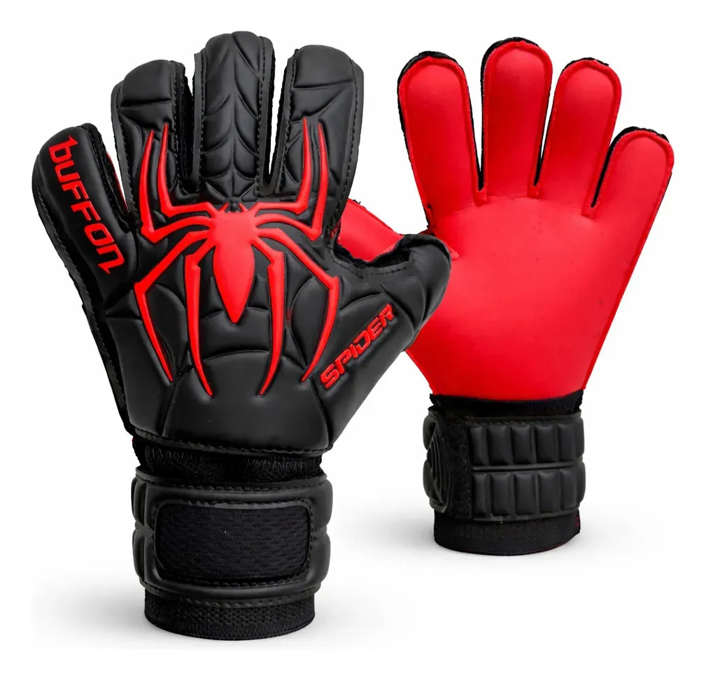 Guantes De Portero Infantil Buffon niños fútbol Color Negro/rojo Spider Talla 5