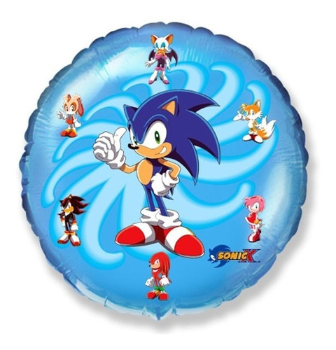 Globos Metalizados De Sonic De 9 - Combo Cumple - Hermosos