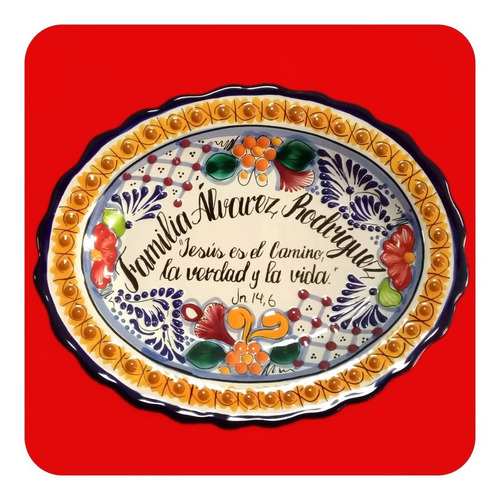 1 Charola Placa Talavera Poblana C/frase Decorativa Plc