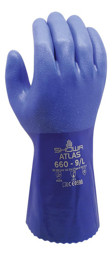 Showa Size 9 Blue Atlas Cotton Lined 1.3 Mm Cotton And Pv...