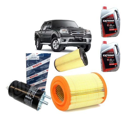 Kit 3 Filtros Ford Ranger 3.0 08 Cartucho Aceite 15w40 8lts