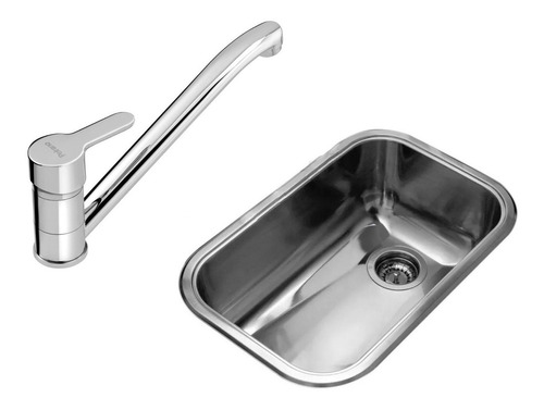 Combo Cocina Bacha Simple Johnson Zn52 Griferia Dique Monoco