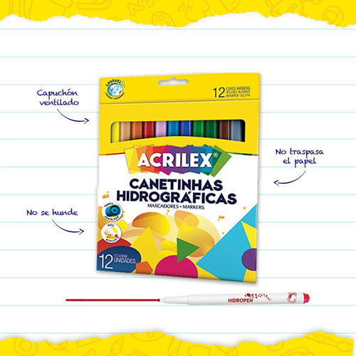 Marcadores Escolares Acrilex X 12 Colores