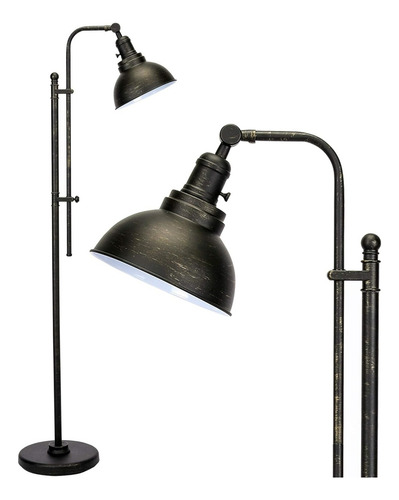 Lámpara De Piso Industrial Estilo Envejecido Vonluce Negro