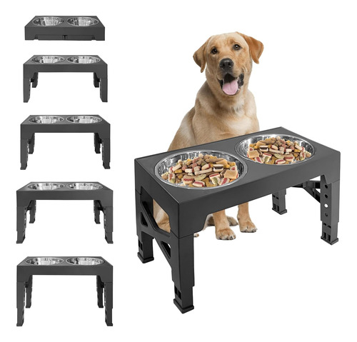 Cuencos Elevados Para Perros Con 2 Cuencos De Comida De Acer