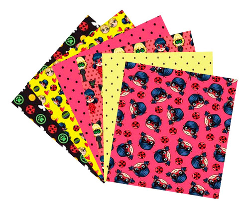 6 Cortes P Patchwork 20x20 Retazos Tela Ladybug Miraculous