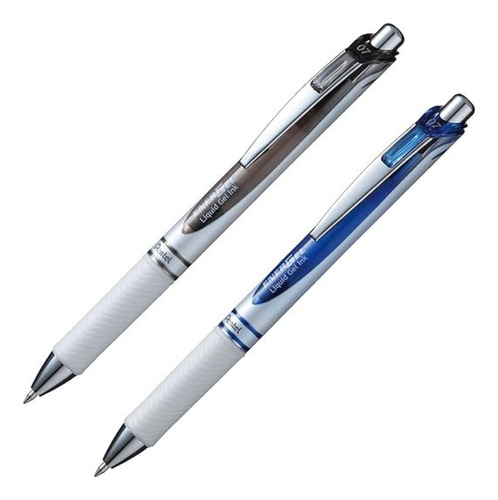 2 Boligrafos Retractiles Pentel Energel Pearl Tinta Negra