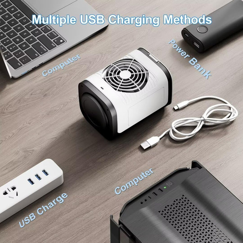 Mini Aire Acondicionado Portátil Enfriador Personal 3 En 1 U Gris