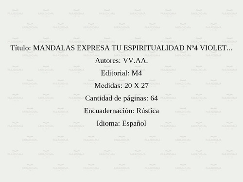 Mandalas Expresa Tu Espiritualidad Nº4 Violeta - Vv.aa