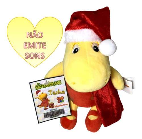 Edição Especial Brinquedo De Natal - Boneca De Pelúcia Pequena Tasha Noel - 19 Centímetros De Altura - Personagem Hipopótamo Amarelo Do Desenho Infantil Backyardigans Nickelodeon - Bbr Toys