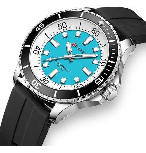 Reloj de cuarzo impermeable y luminoso Curren para hombre, color de fondo negro/azul
