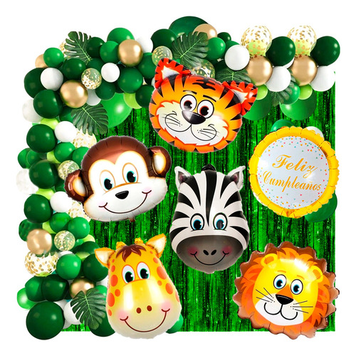 Arco Organico Globos Selva Deco500 Animal Bosque Granja Dino