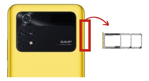 Gaveta Chip Bandeja Slot Sim Card Compatível Poco M4 Pro 4g Cor Amarelo