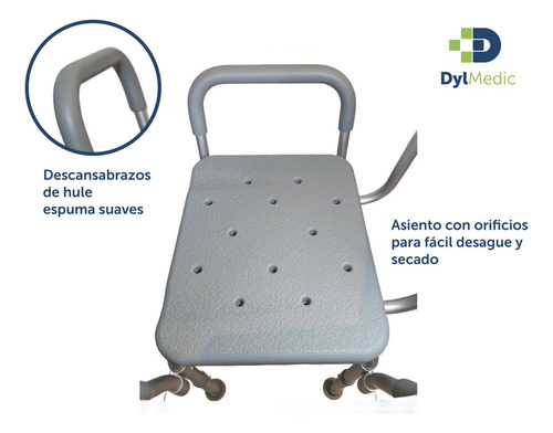 Silla P/ducha C/respaldo Y Descansabrazos Altura Ajustable