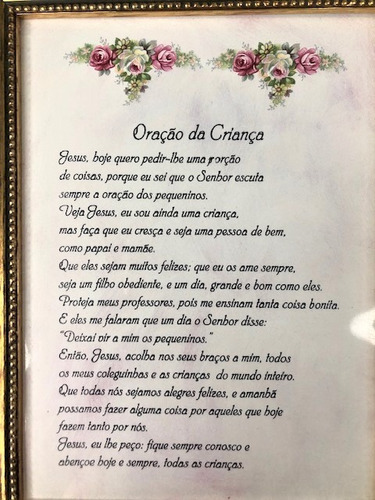 Imagem 2 de 4 de Quadro Oração Da Criança 19,5cmx24,5cm