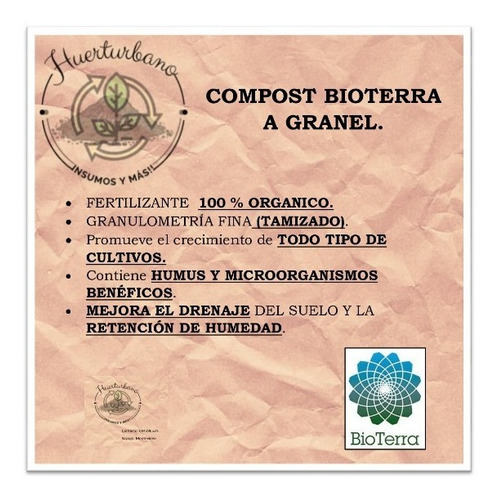 Imagen 1 de 3 de Compost Bioterra A Granel Puro X 20l
