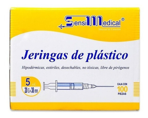 Jeringas De Plastico Hipodermicas, 5 Ml 20 G X 38 Mm, Caja C