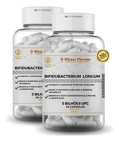 Bifidobacterium Longum 5 Bi Frutoligosacáridos, 60 cápsulas, sabor sin sabor
