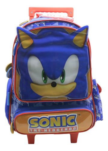 Mochila Con Carro Escolar 16 Pulgadas Cresko Sonic Hedgehog