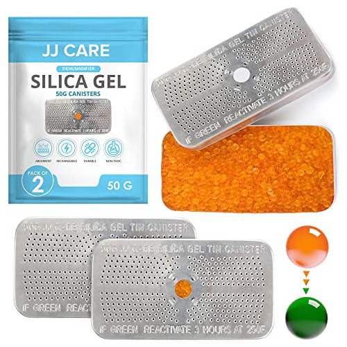 Jj Care Silica Gel Canister, 50g [pack Of 2] - (orange To Gr