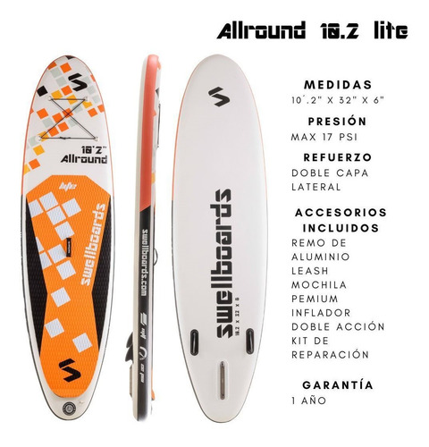 Tabla Inflable Sup Swellboards Allround 10.2 Lite