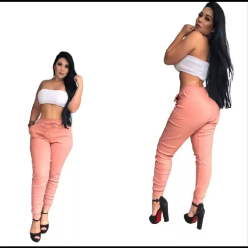 Calça Jogger Feminina Cintura Alta Lisa/ Moda Blogueira